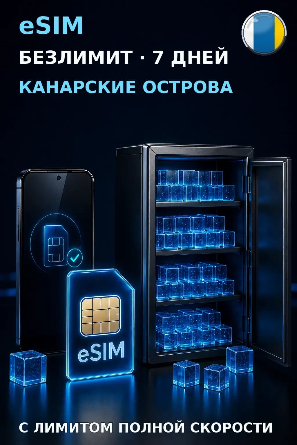 eSIM Канарские Острова — БЕЗЛИМИТ, 7 дней — интернет