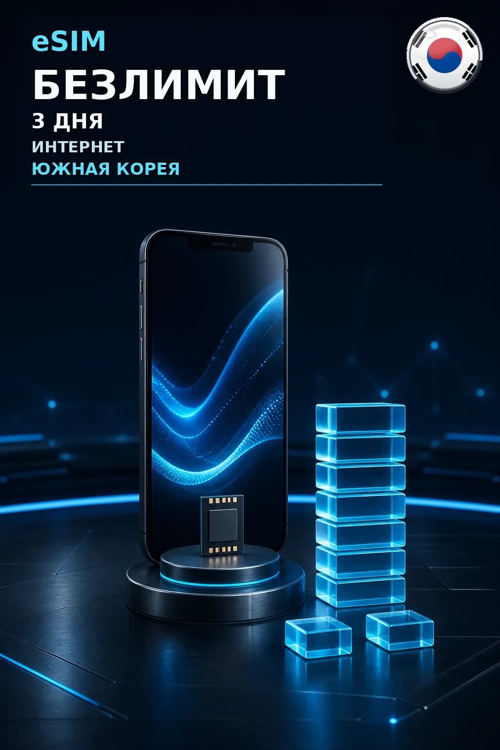 eSIM Южная Корея — БЕЗЛИМИТ, 3 дня — интернет