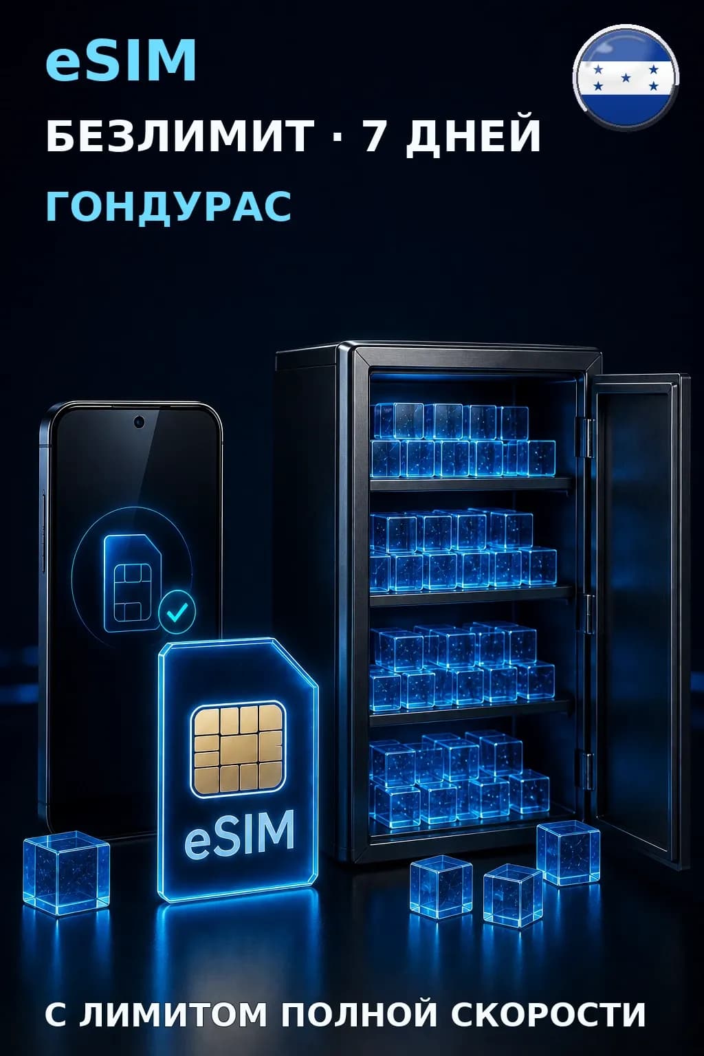 eSIM Гондурас — БЕЗЛИМИТ, 7 дней — интернет