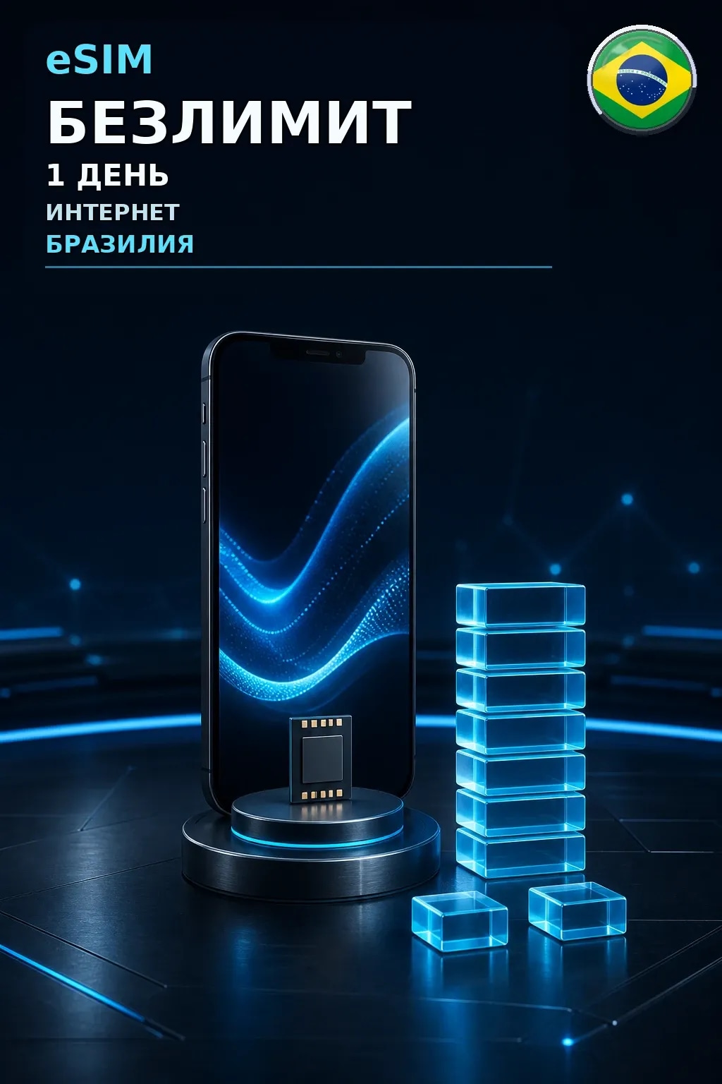 eSIM Бразилия — БЕЗЛИМИТ, 1 день — интернет