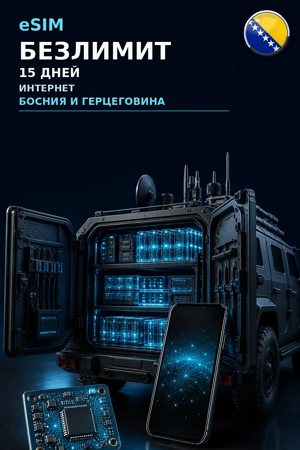 eSIM Босния и Герцеговина — БЕЗЛИМИТ, 15 дней — интернет
