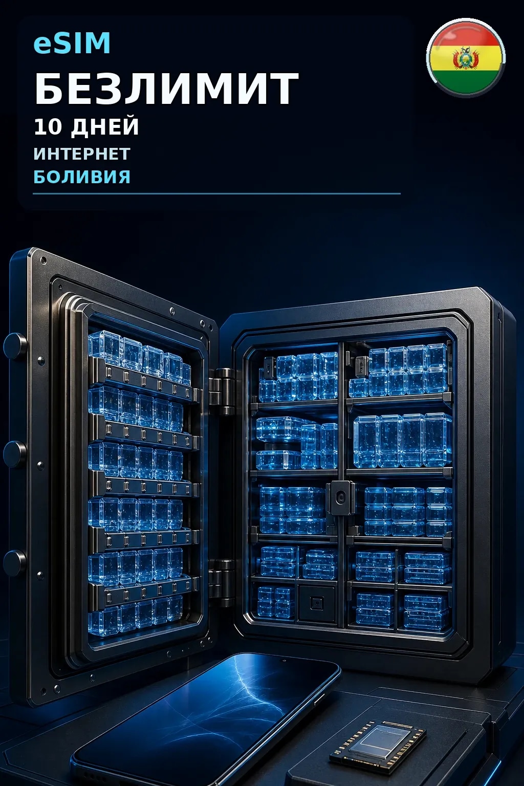 eSIM Боливия — БЕЗЛИМИТ, 10 дней — интернет