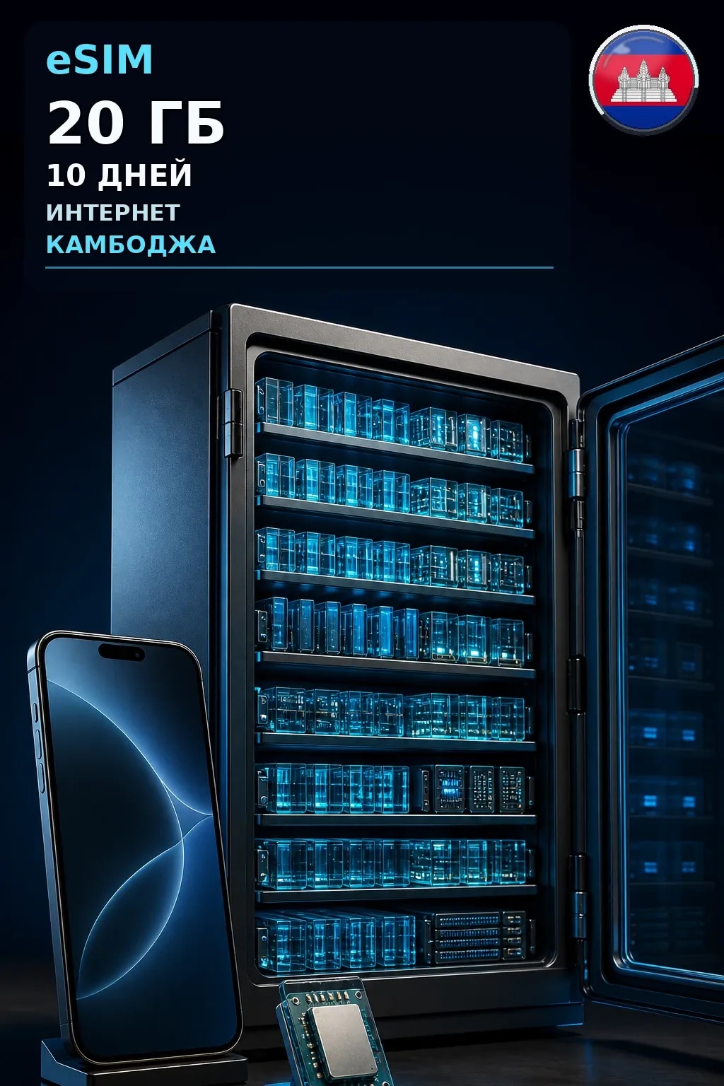 eSIM Камбоджа — 20 ГБ, 10 дней — интернет