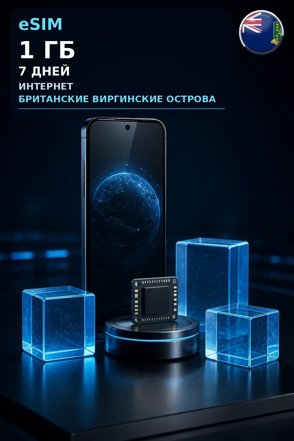 eSIM Британские Виргинские Острова — 1 ГБ, 7 дней — интернет