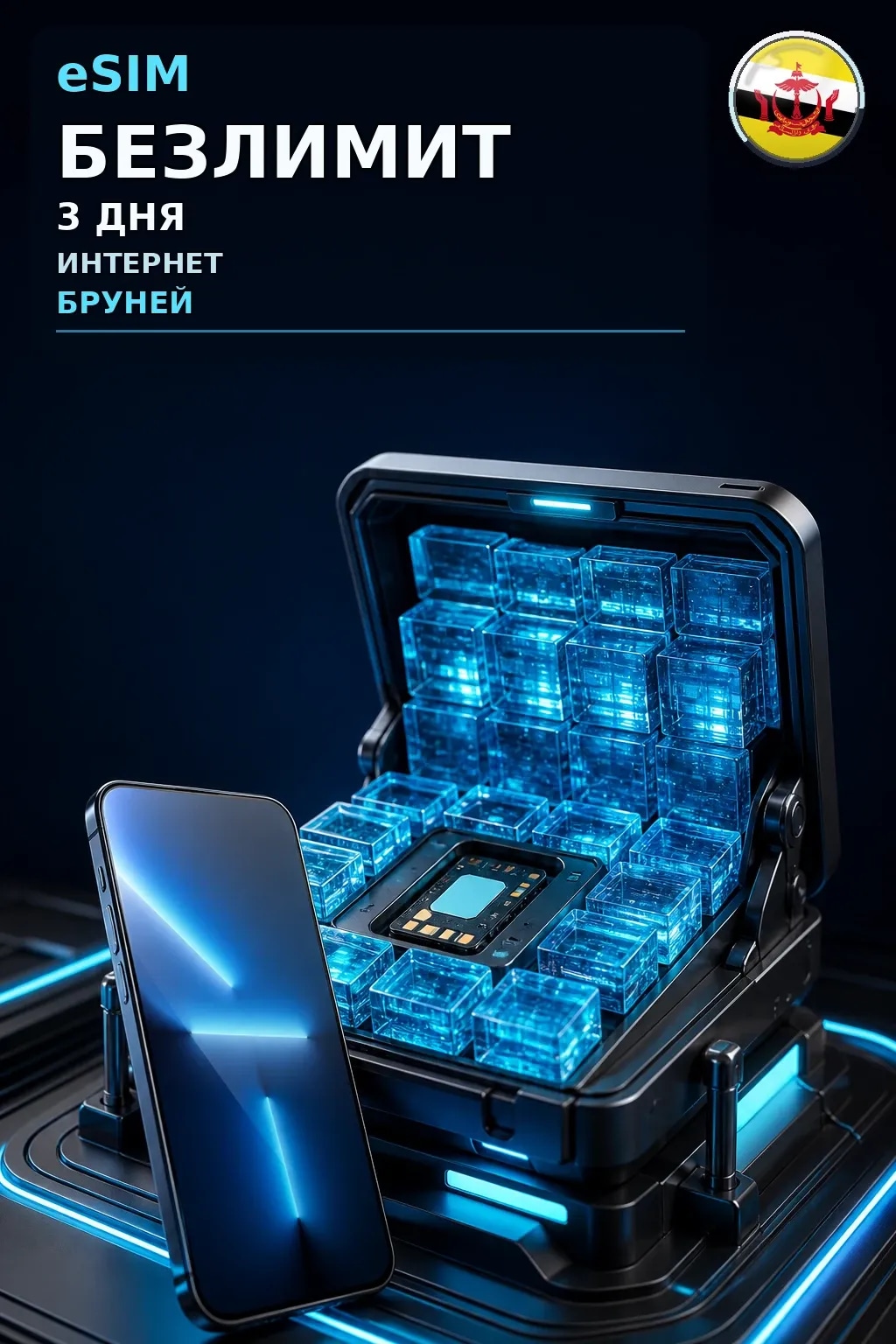 eSIM Бруней — БЕЗЛИМИТ, 3 дня — интернет