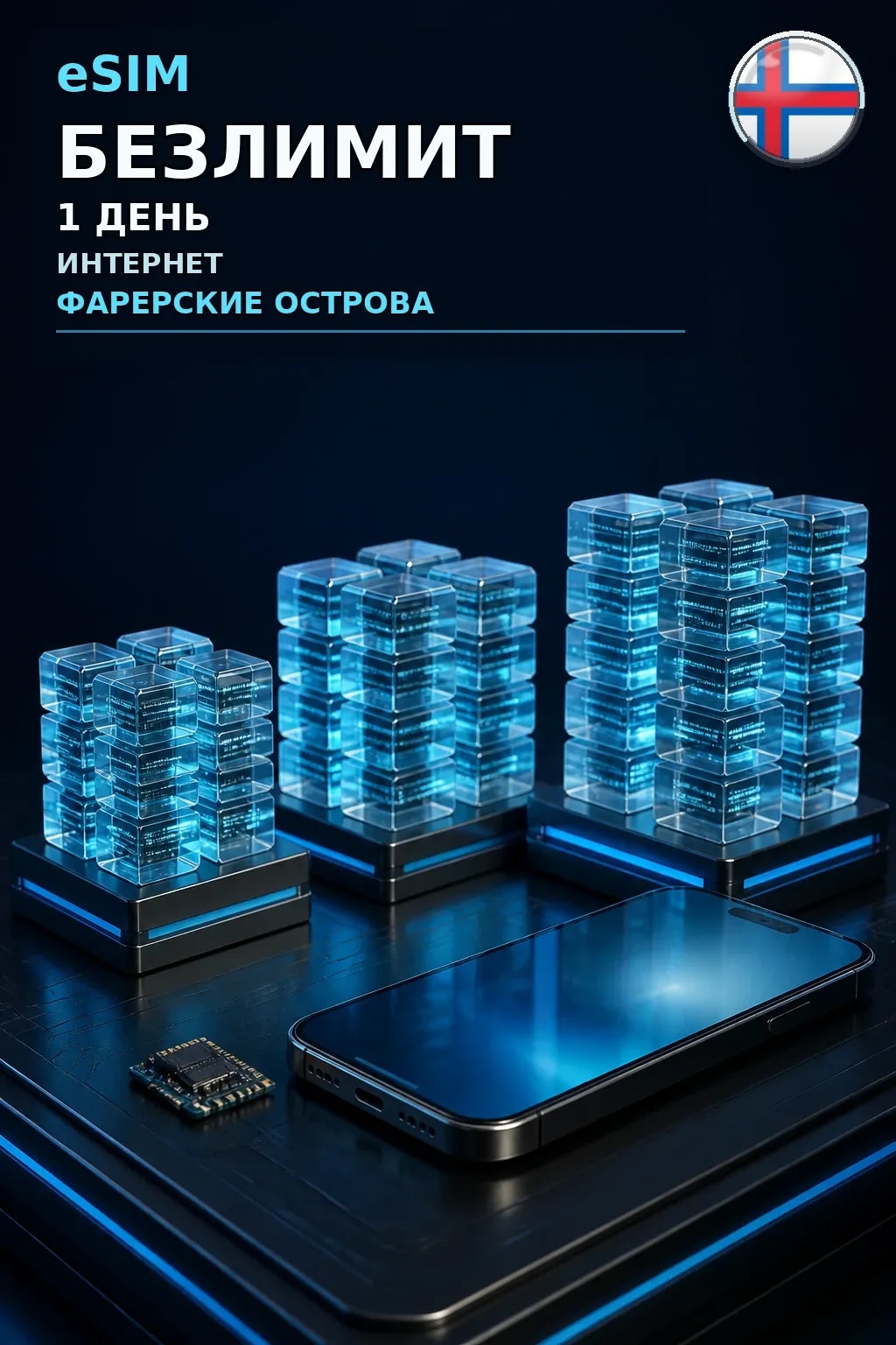 eSIM Фарерские Острова — БЕЗЛИМИТ, 1 день — интернет
