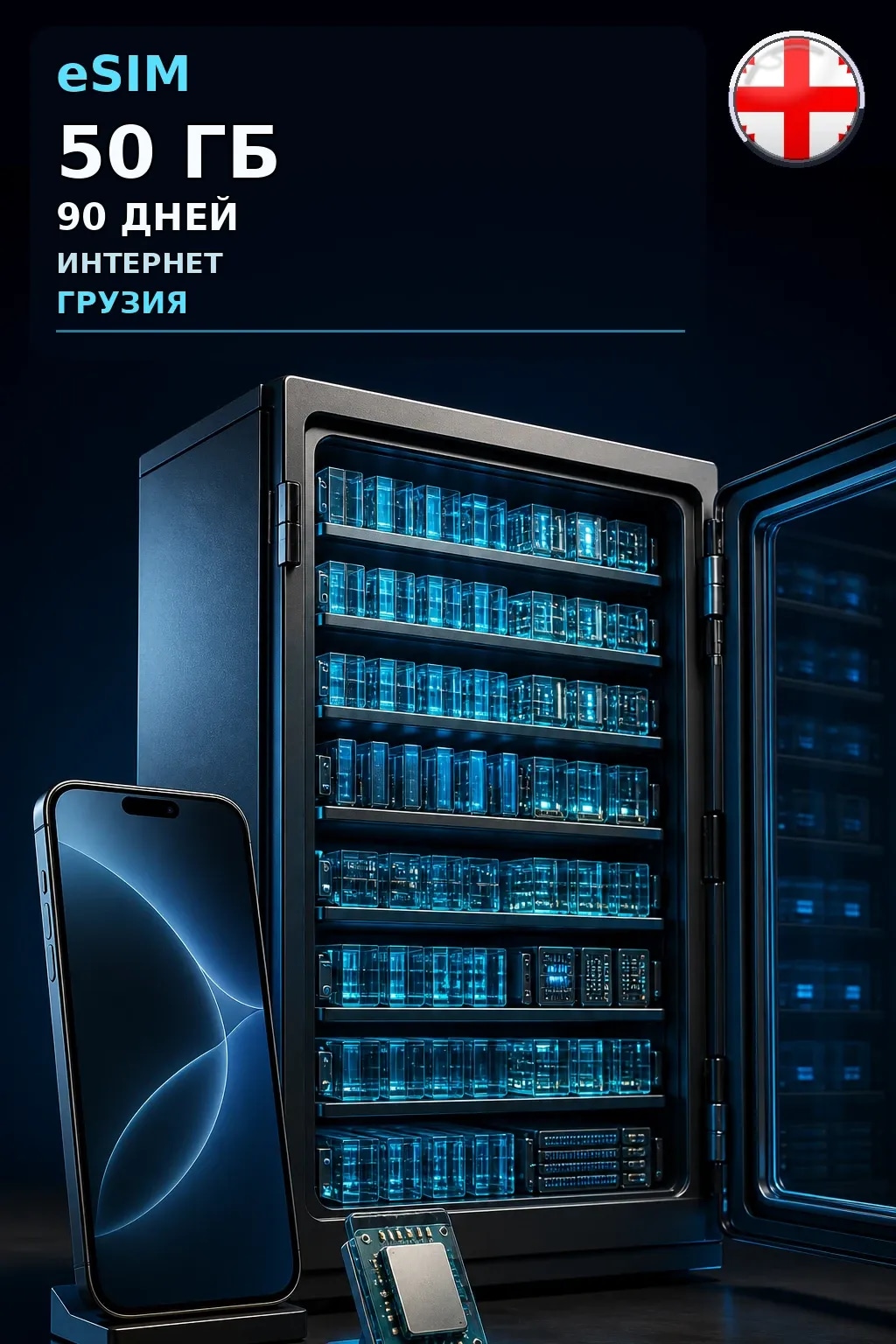 eSIM Грузия — 50 ГБ, 90 дней — интернет