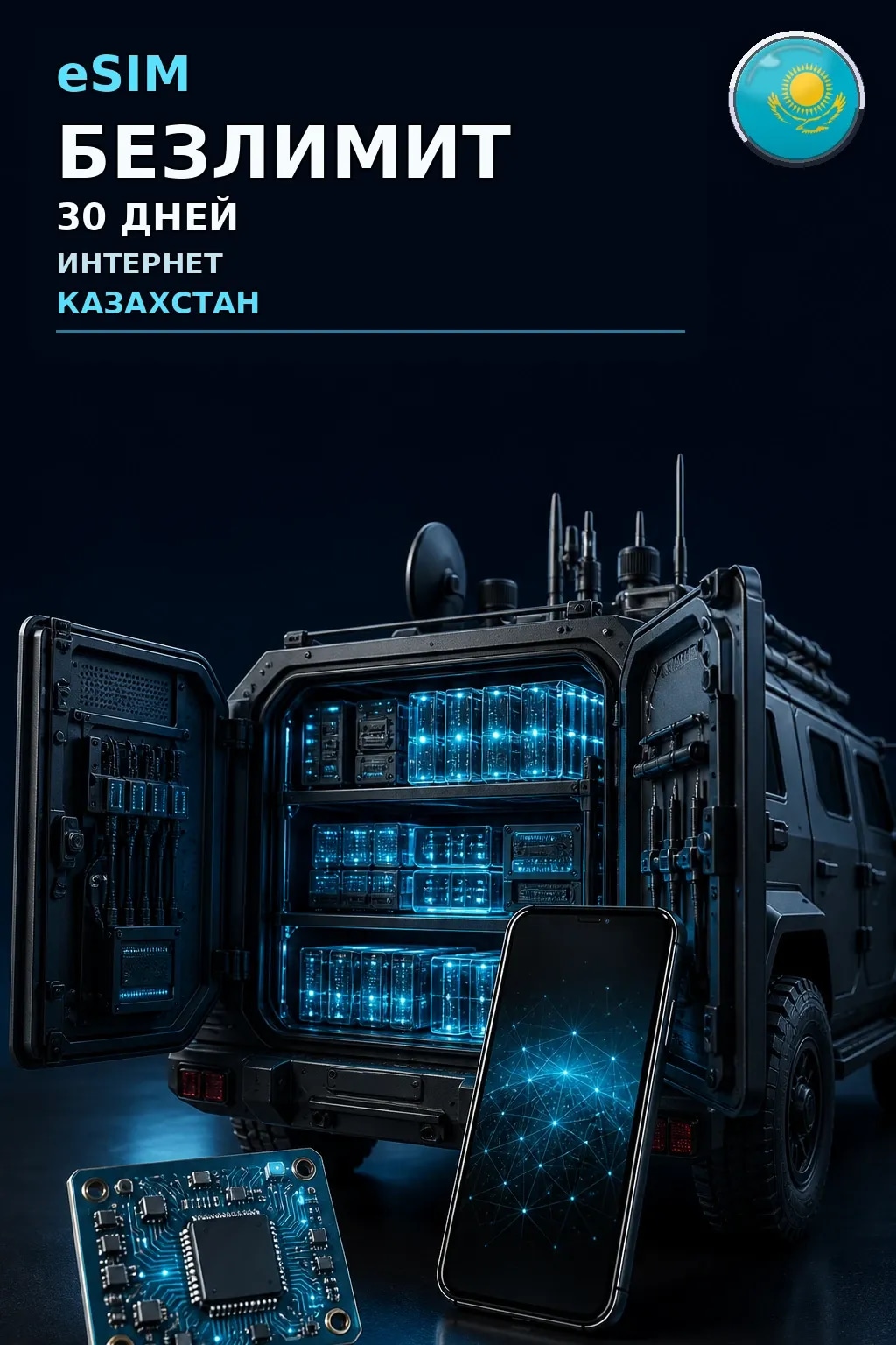 eSIM Казахстан — БЕЗЛИМИТ, 30 дней — интернет