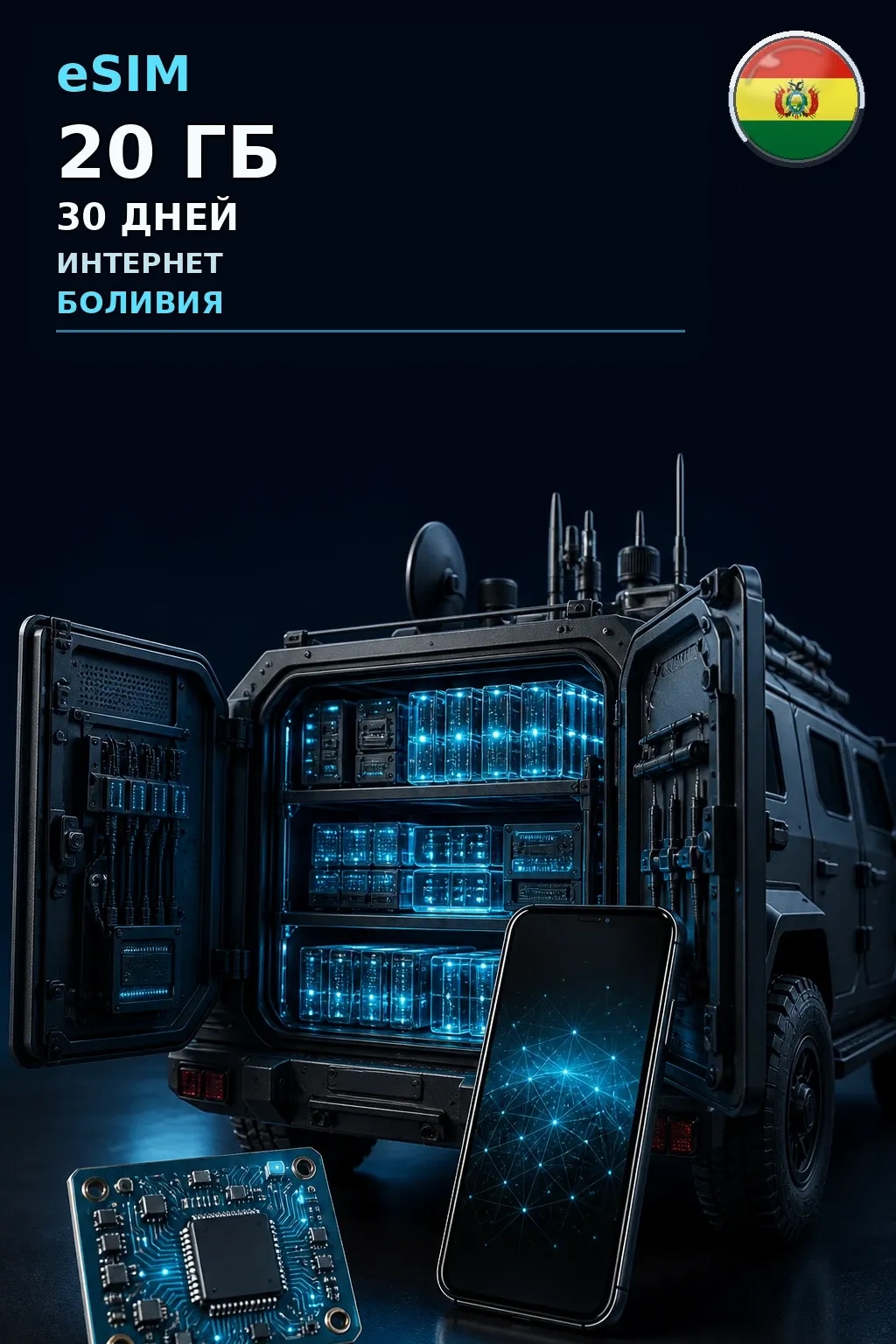 eSIM Боливия — 20 ГБ, 30 дней — интернет