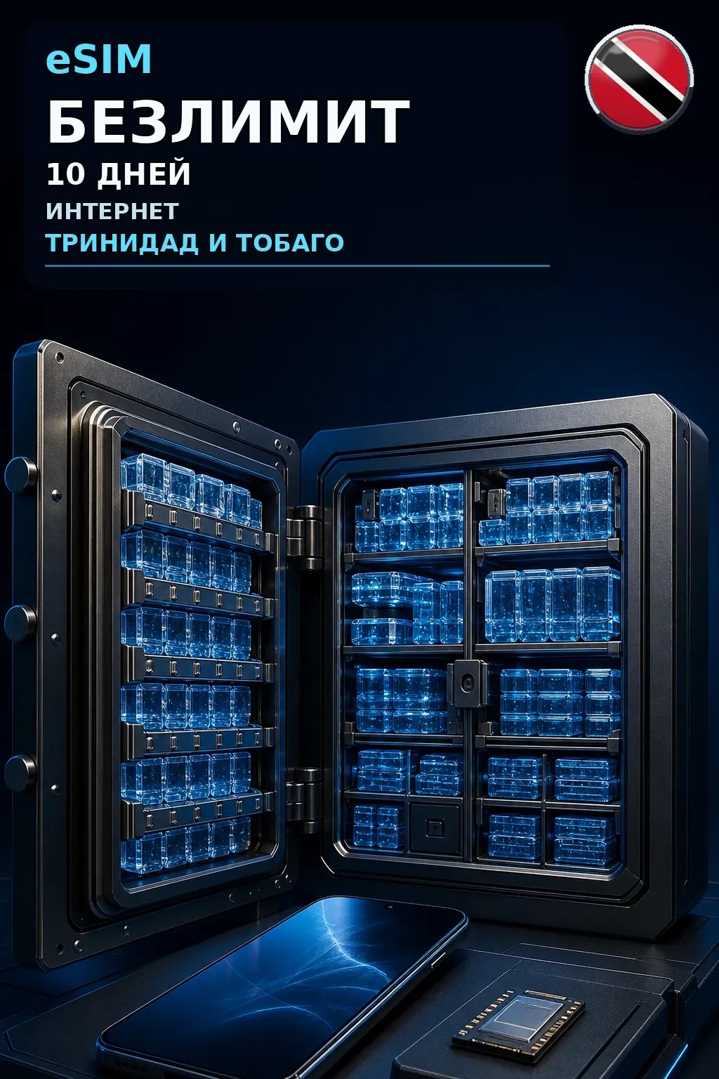 eSIM Тринидад и Тобаго — БЕЗЛИМИТ, 10 дней — интернет