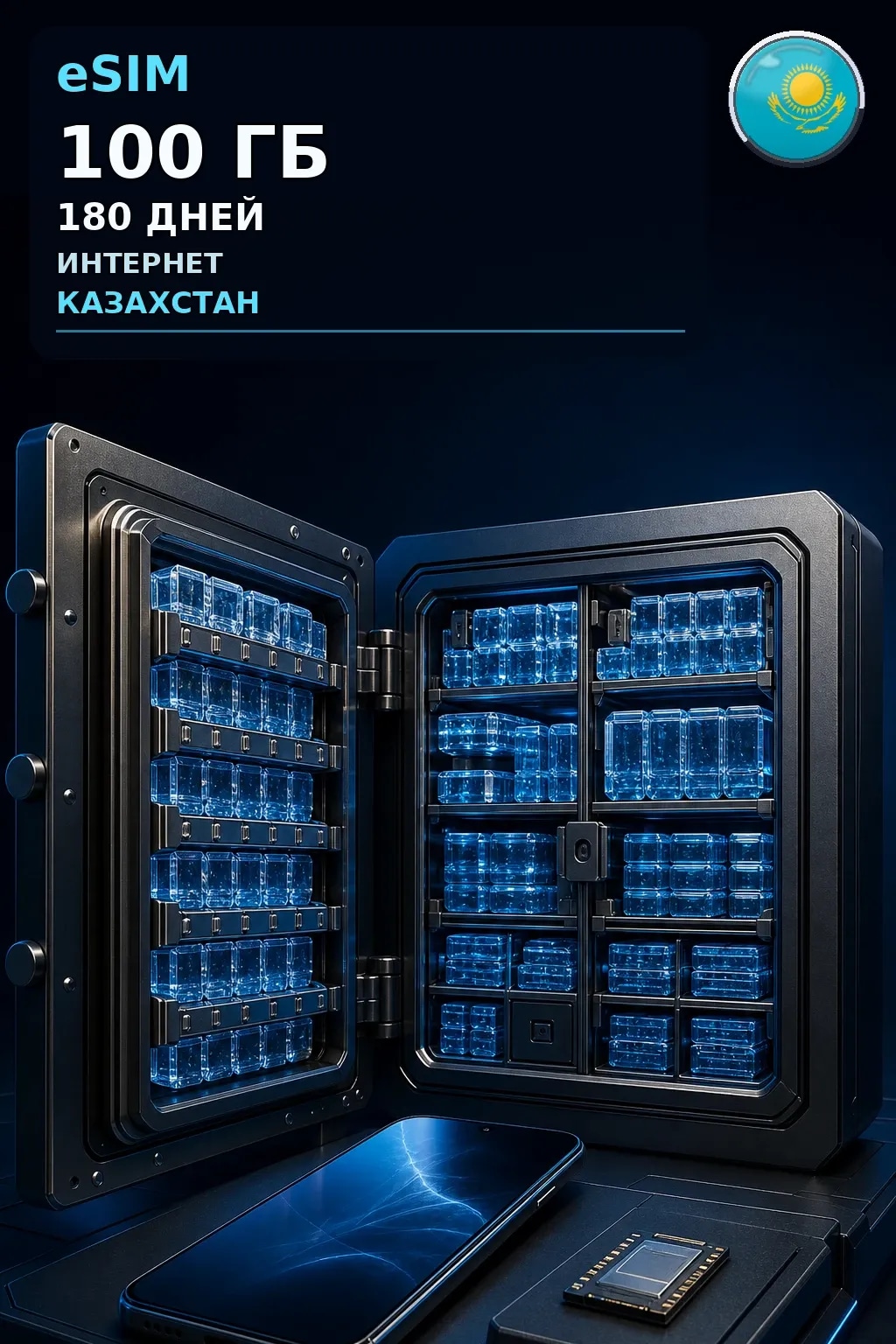 eSIM Казахстан — 100 ГБ, 180 дней — интернет