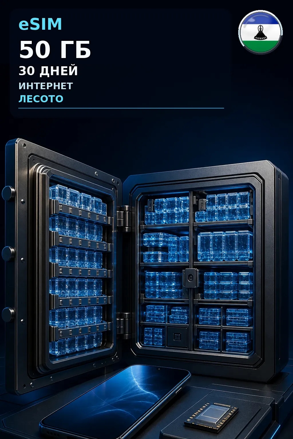 eSIM Лесото — 50 ГБ, 30 дней — интернет