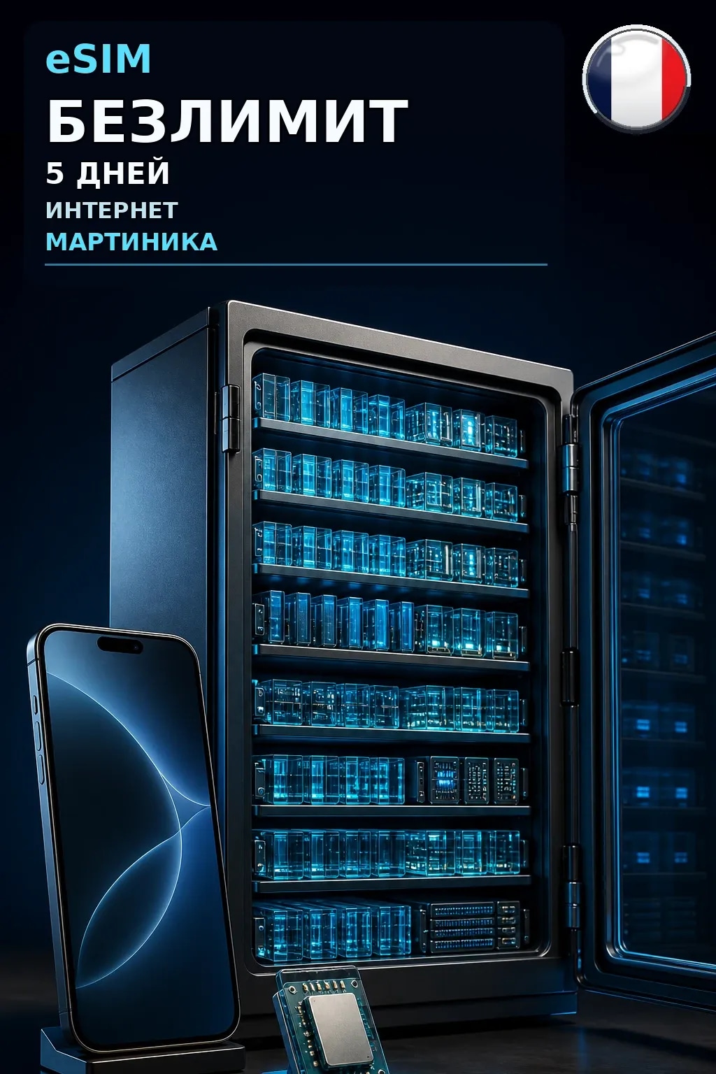 eSIM Мартиника — БЕЗЛИМИТ, 5 дней — интернет
