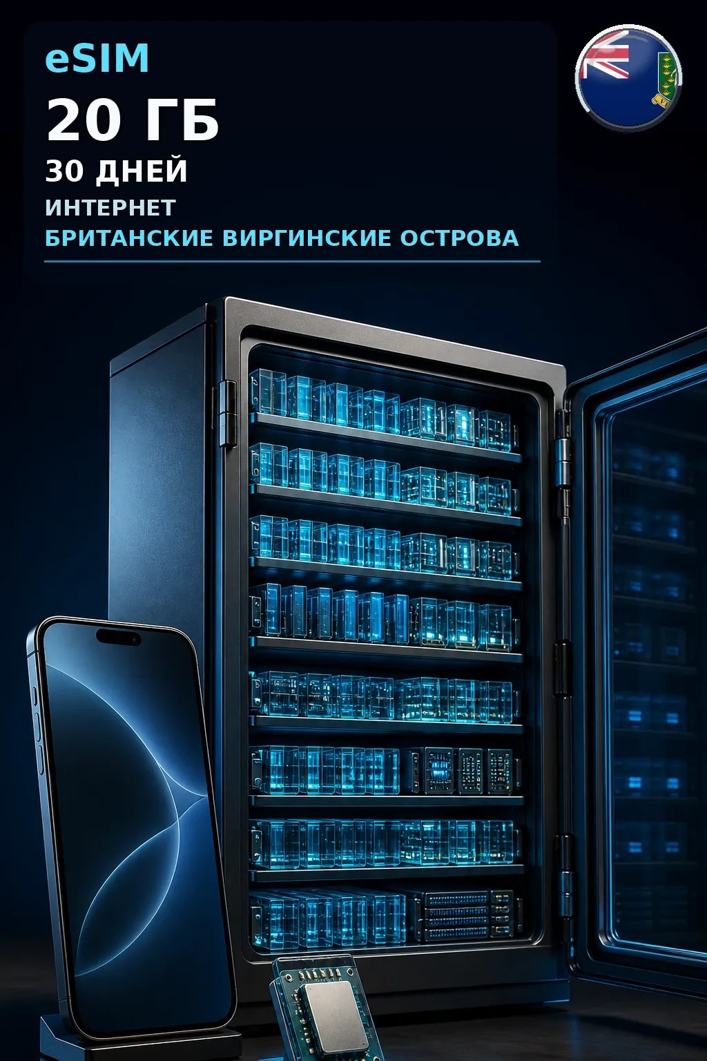 eSIM Британские Виргинские Острова — 20 ГБ, 30 дней — интернет