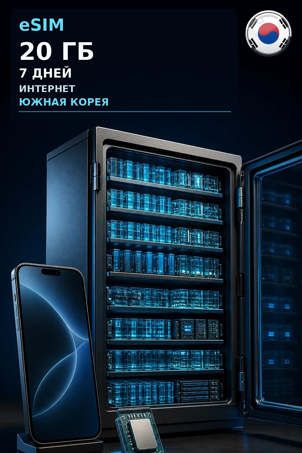 eSIM Южная Корея — 20 ГБ, 7 дней — интернет