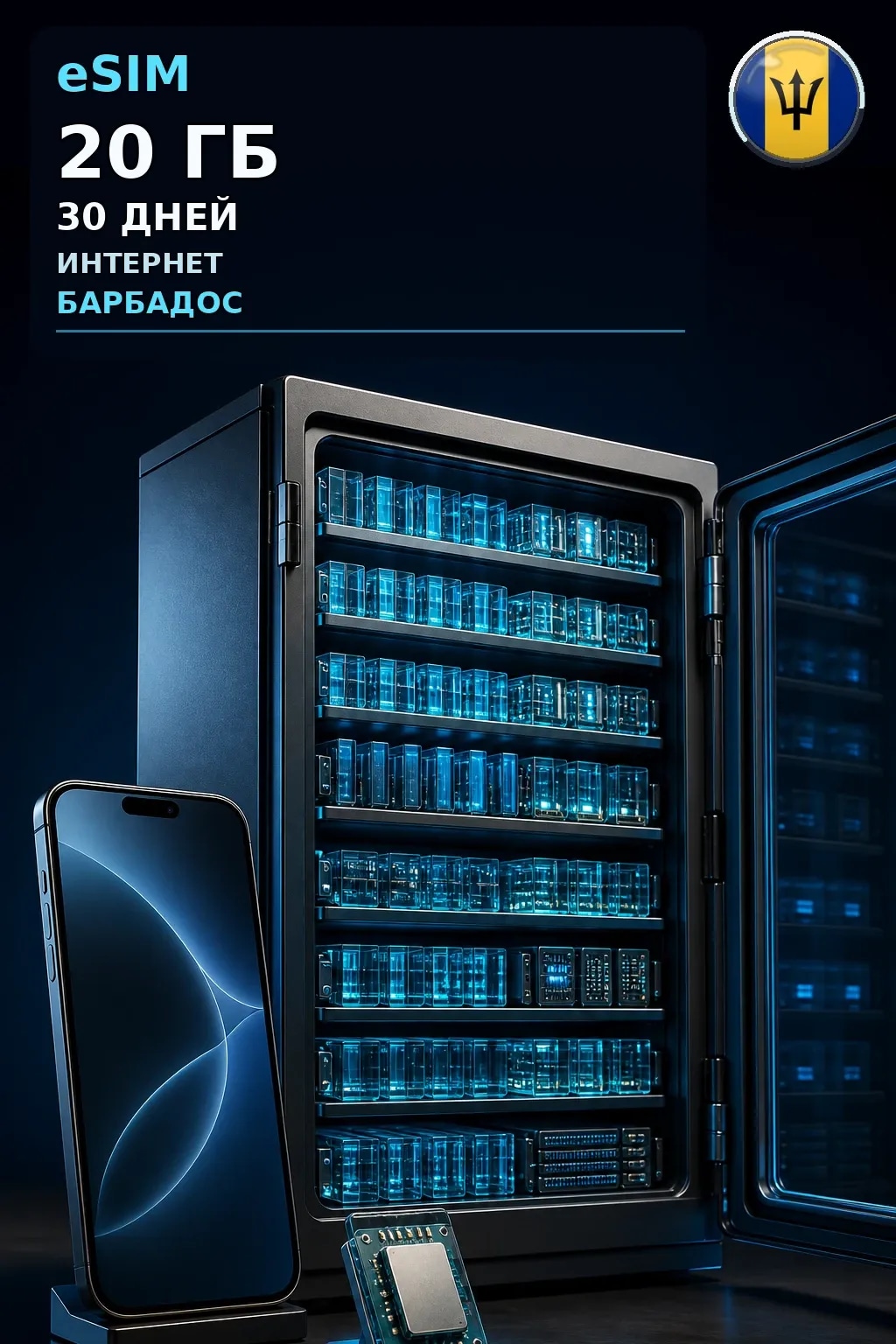 eSIM Барбадос — 20 ГБ, 30 дней — интернет