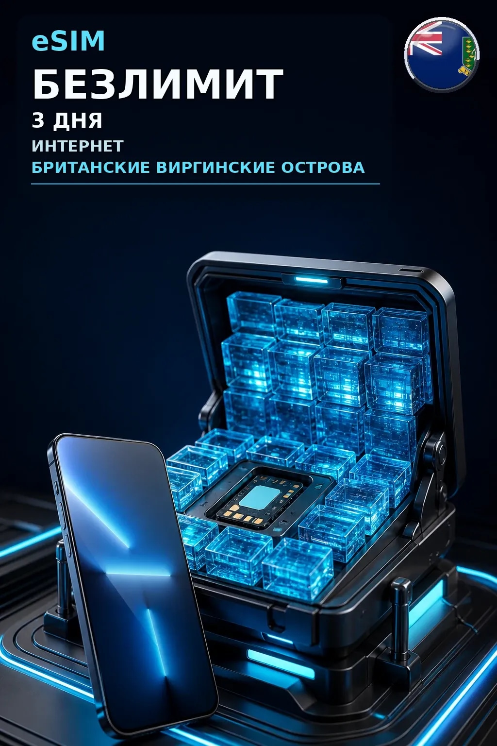 eSIM Британские Виргинские Острова — БЕЗЛИМИТ, 3 дня — интернет
