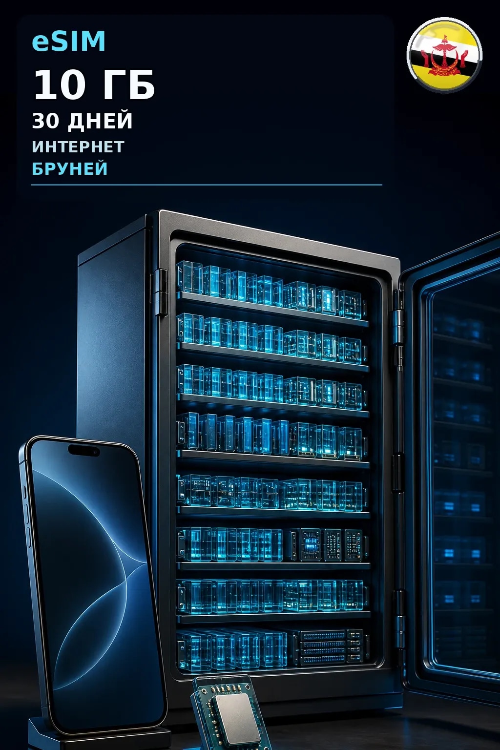 eSIM Бруней — 10 ГБ, 30 дней — интернет