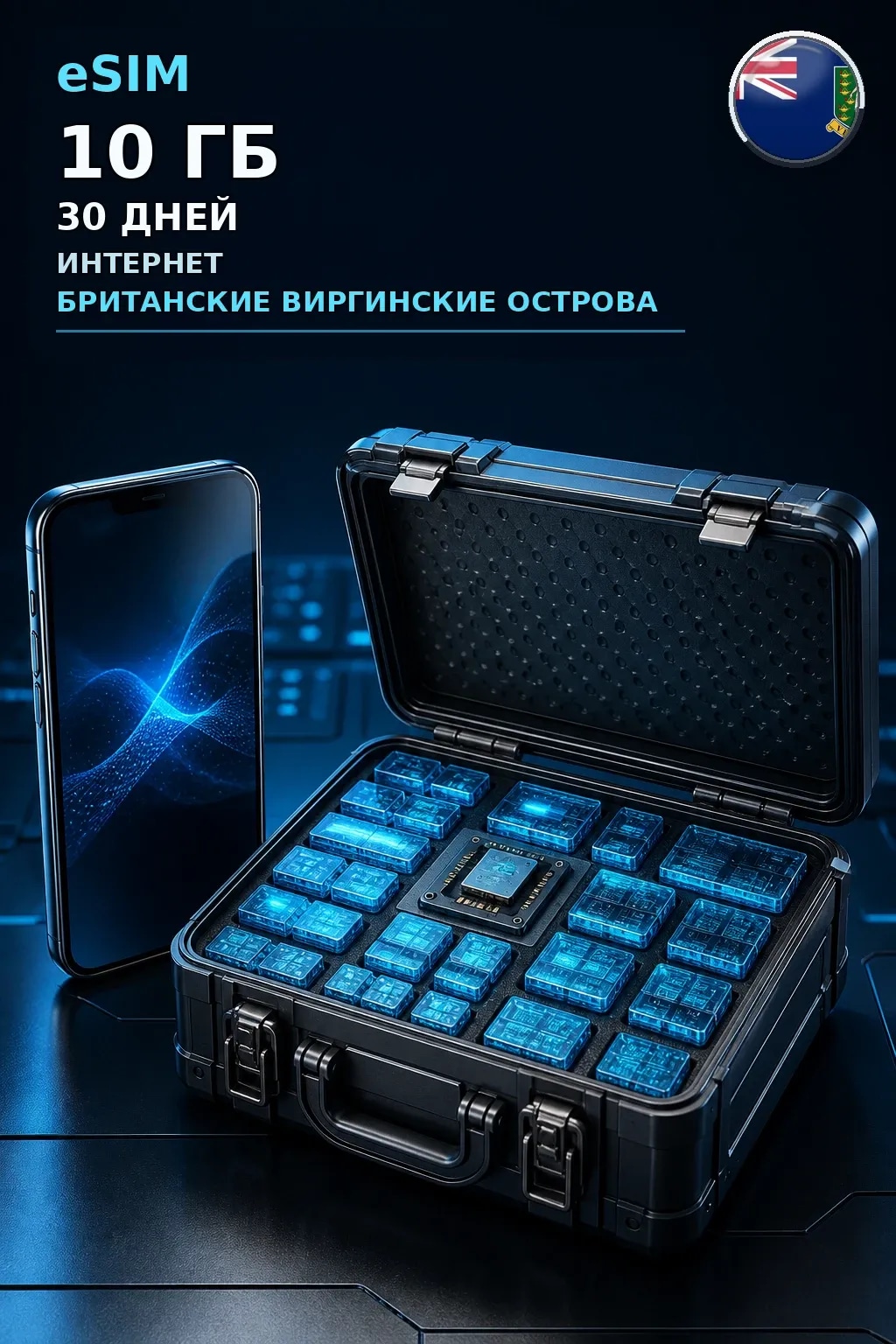 eSIM Британские Виргинские Острова — 10 ГБ, 30 дней — интернет