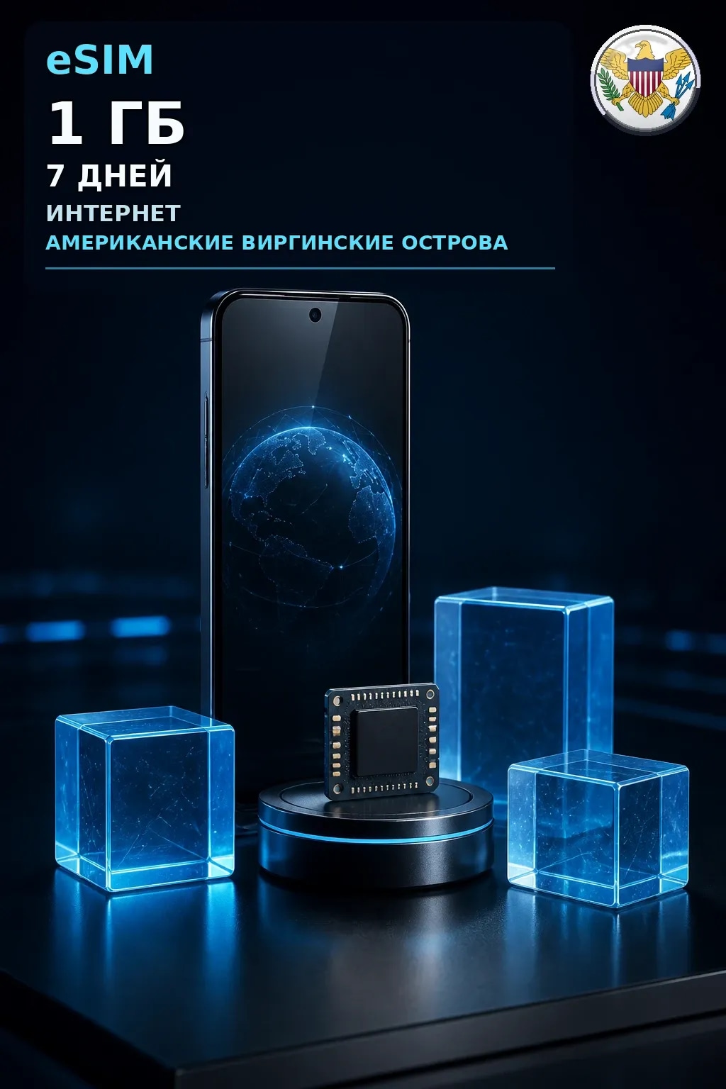 eSIM Американские Виргинские Острова — 1 ГБ, 7 дней — интернет