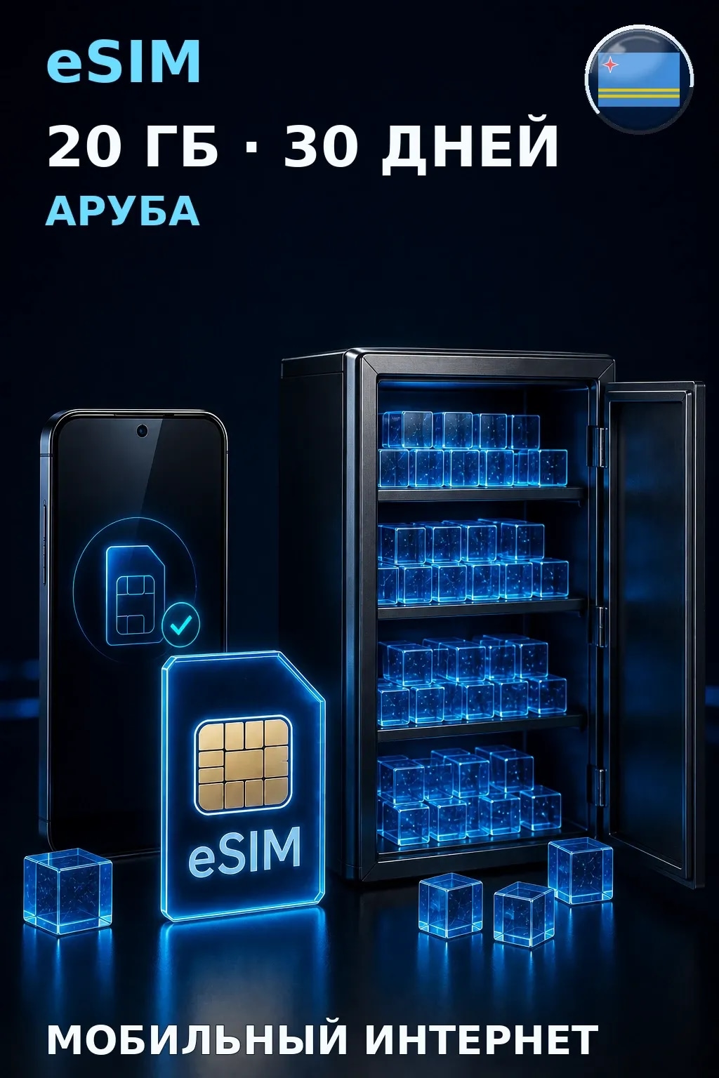 eSIM Аруба — 20 ГБ, 30 дней — интернет