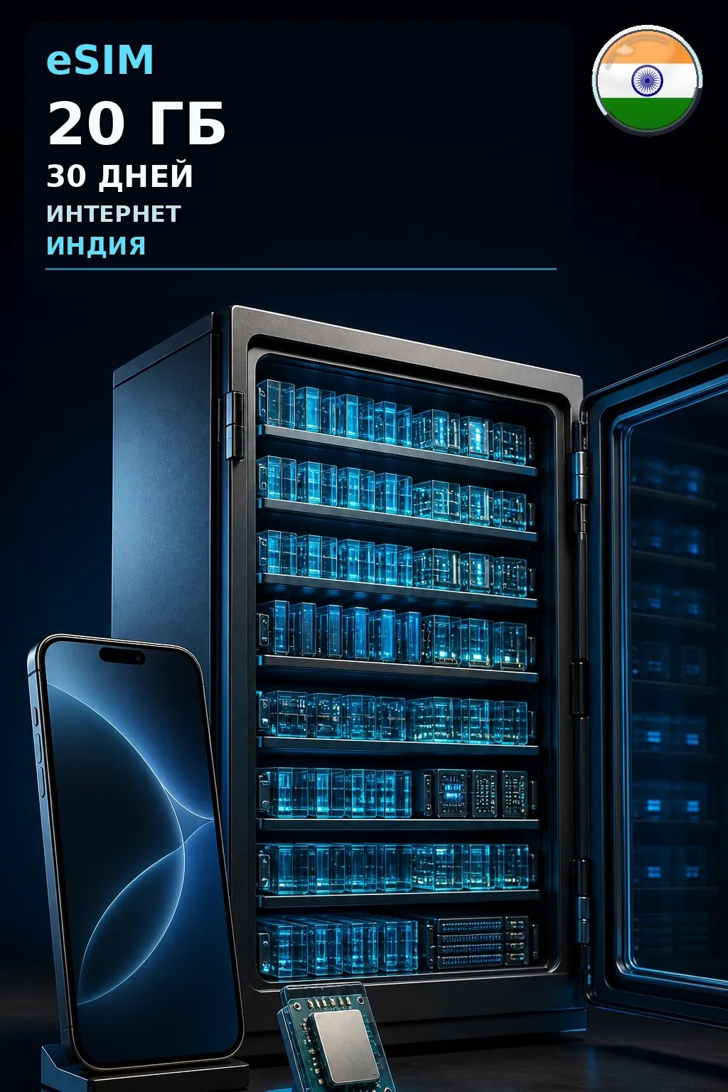 eSIM Индия — 20 ГБ, 30 дней — интернет