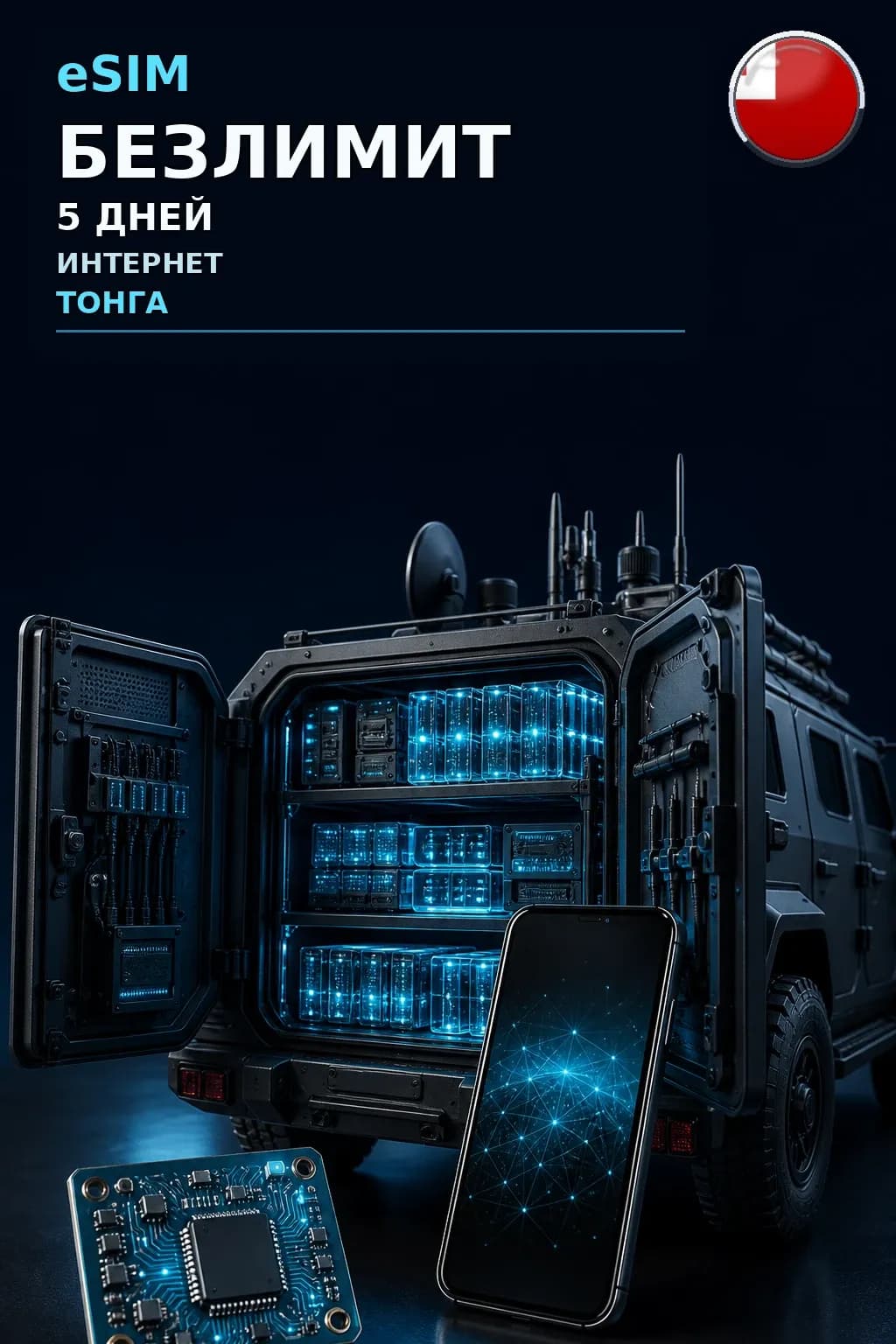 eSIM Тонга — БЕЗЛИМИТ, 5 дней — интернет